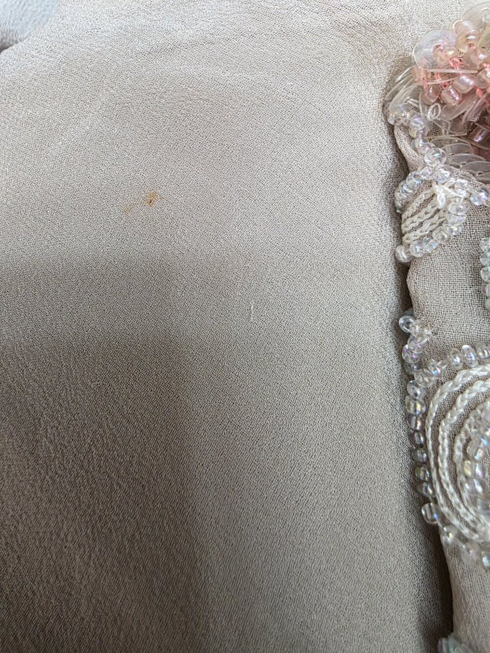 Vintage Beaded Beige Dress Floral Embellished Swing‎ Midi No Tags - Picture 9 of 11